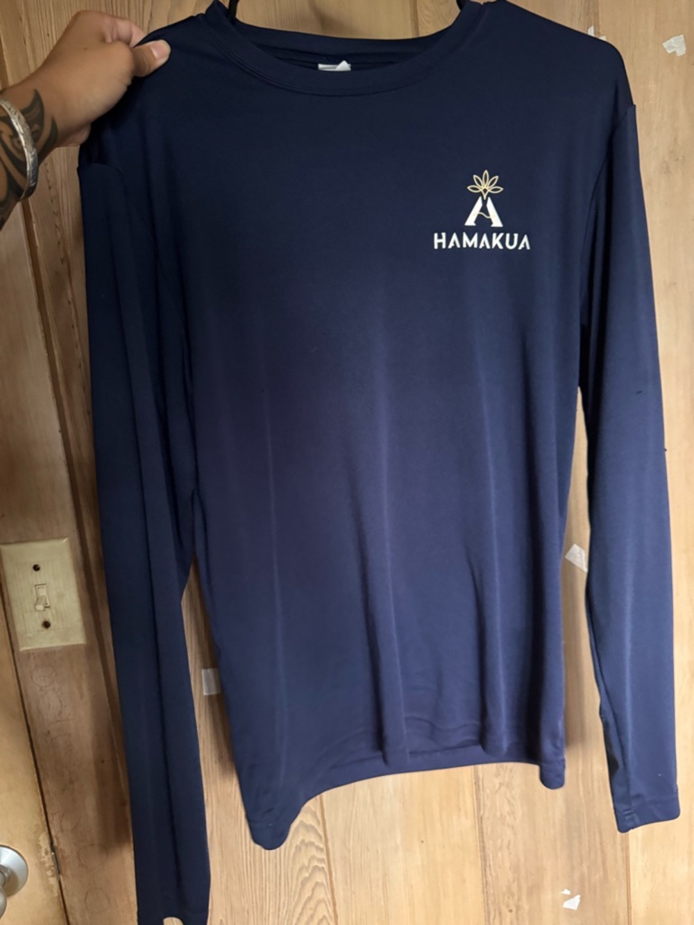 Hāmākuā Macadamia Nut Co. Navy Long Sleeve Logo Shirt